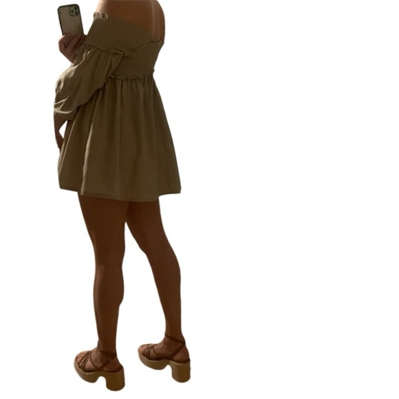 N by Nancy Smocked Off the Shoulder Puff Sleeve Babydoll Dress/Top Sz Large - Picture 4 of 14